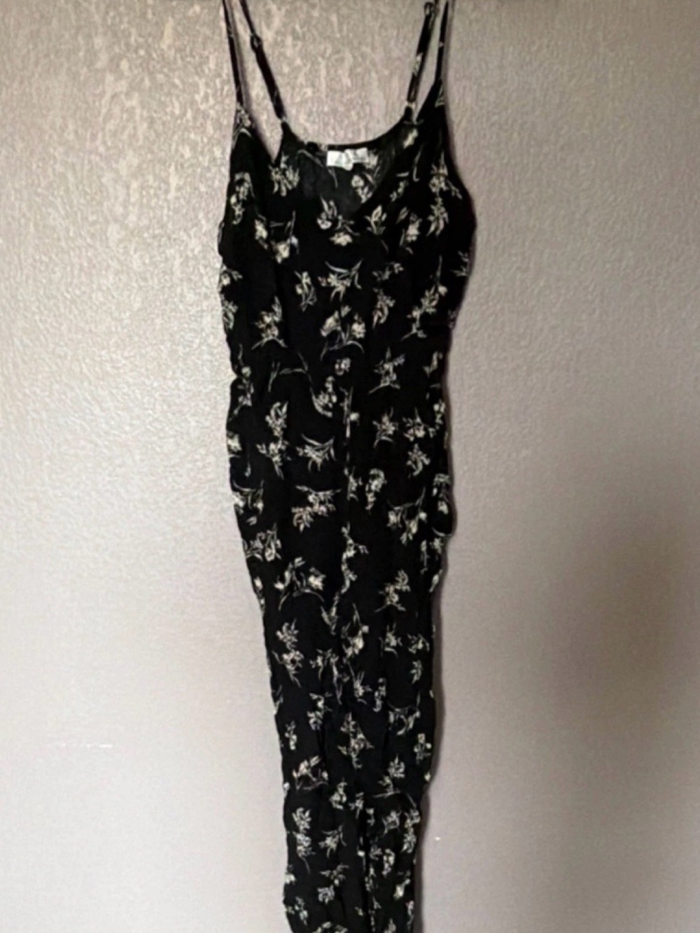 Black Floral Spaghetti Strap Jumpsuit